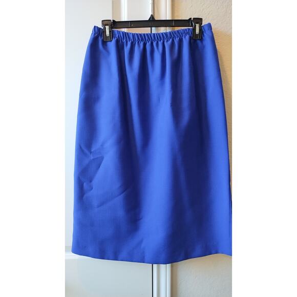 Vintage 80s -90s royal blue blouse and skirt set size 16 - Picture 7 of 16